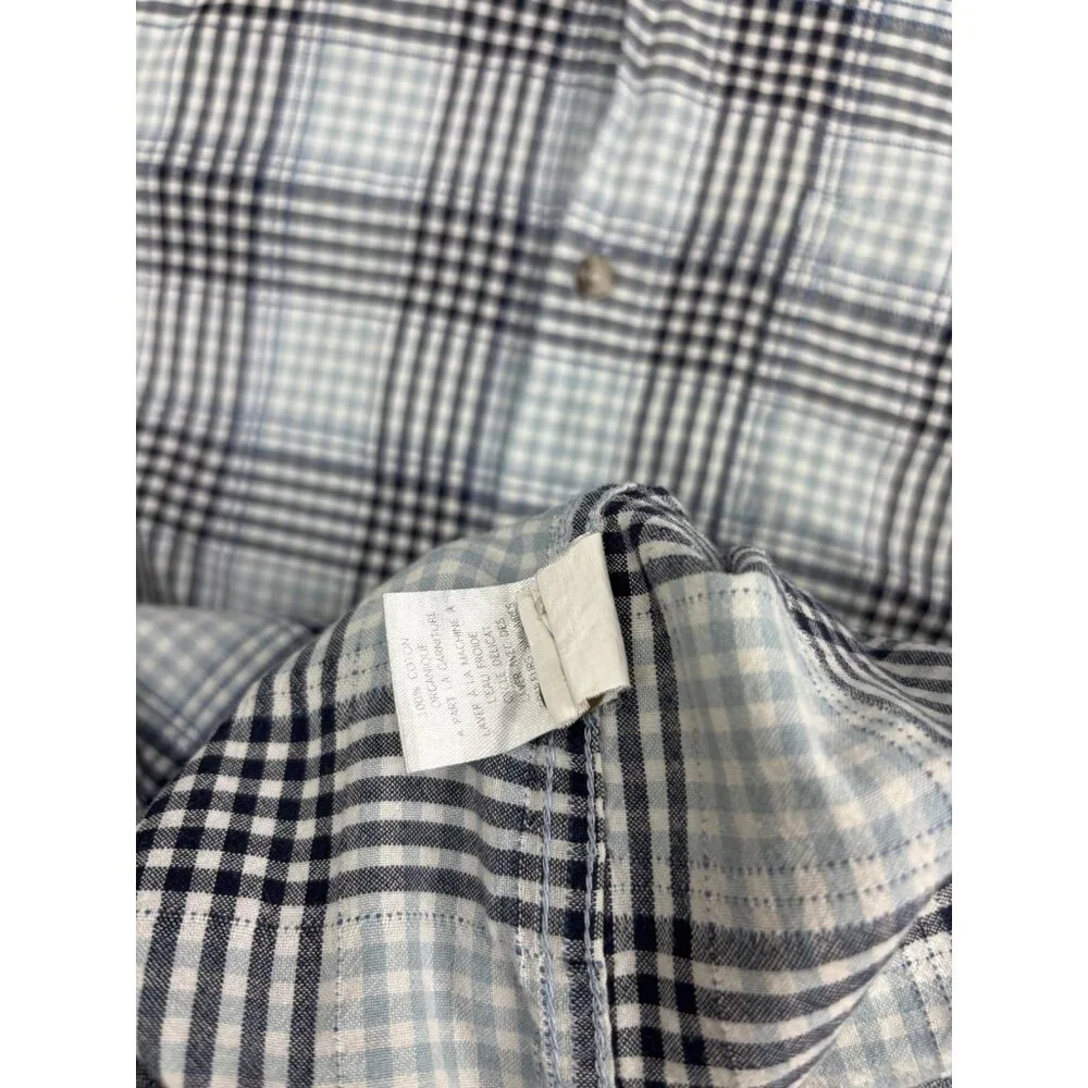 Toad&Co Shirt‎ Mens Medium Blue Plaid Button Front Long Sleeve Cotton Casual
